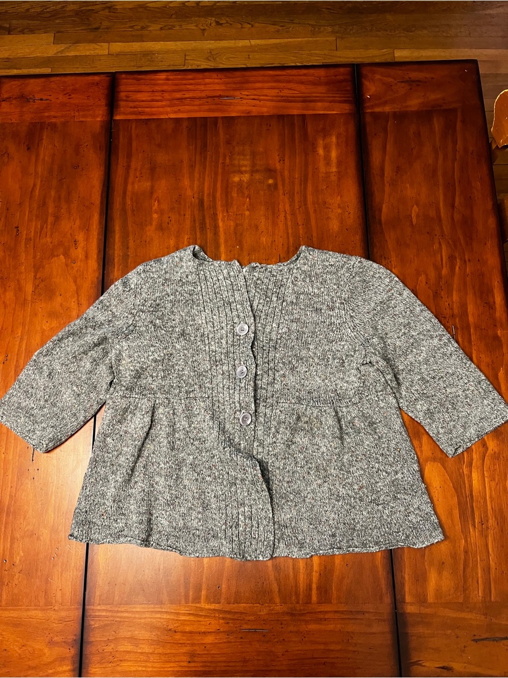 C.J. Banks Gray Tweed Peplum Cardigan Womens 1X Button Front